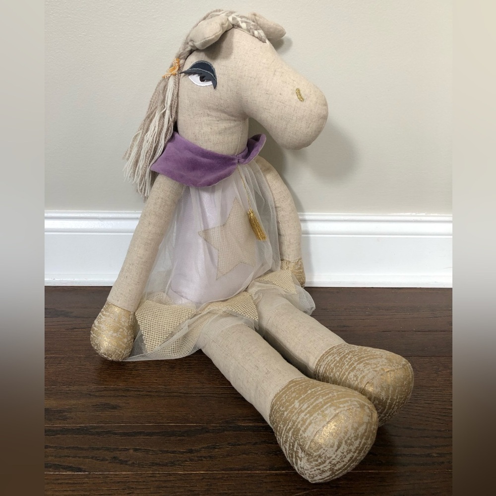 *LIKE NEW* Pottery Barn Kids 28” Everly Magical Princess Horse Linen Plush - Picture 1 of 10